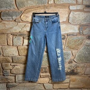Ed Hardy Embroidered Tattoo Jeans Y2K Vintage High Rise Denim Pants